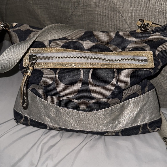 COPY - Vintage coach monogrammed black and silver and tan crossbody so cute adj… - Picture 2 of 13